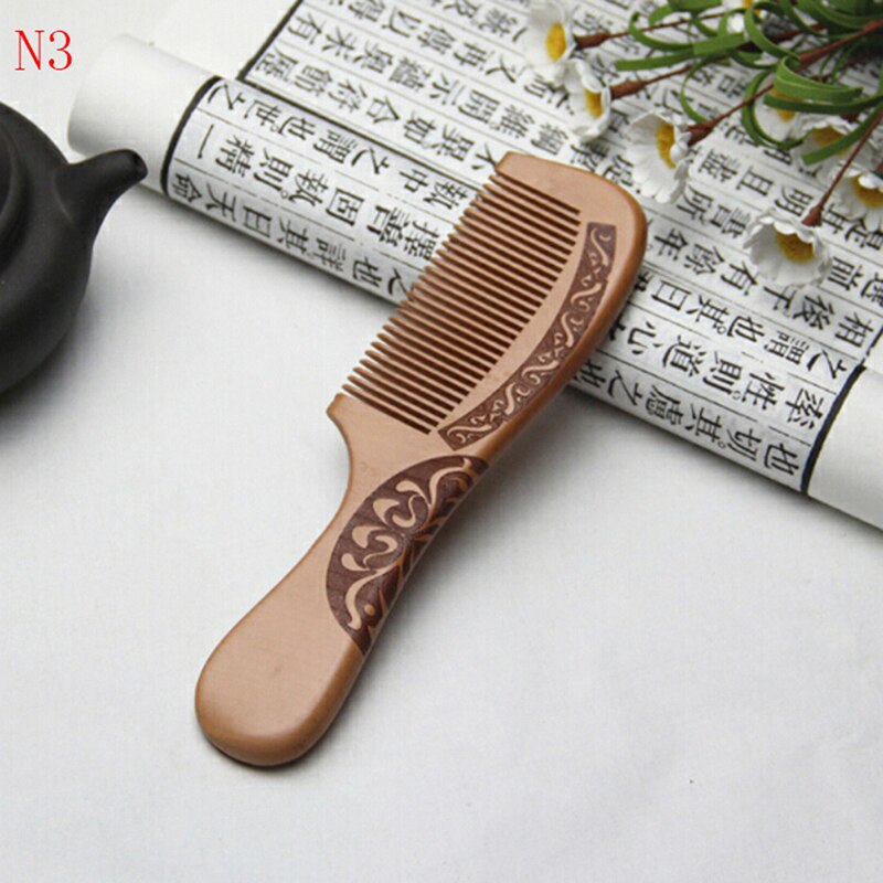 Pente de madeira sólida antiestático, 1 peça, pêssego e madeira sólida, massagem saudável, ferramenta de cuidados de cabelo de beleza acessórios
