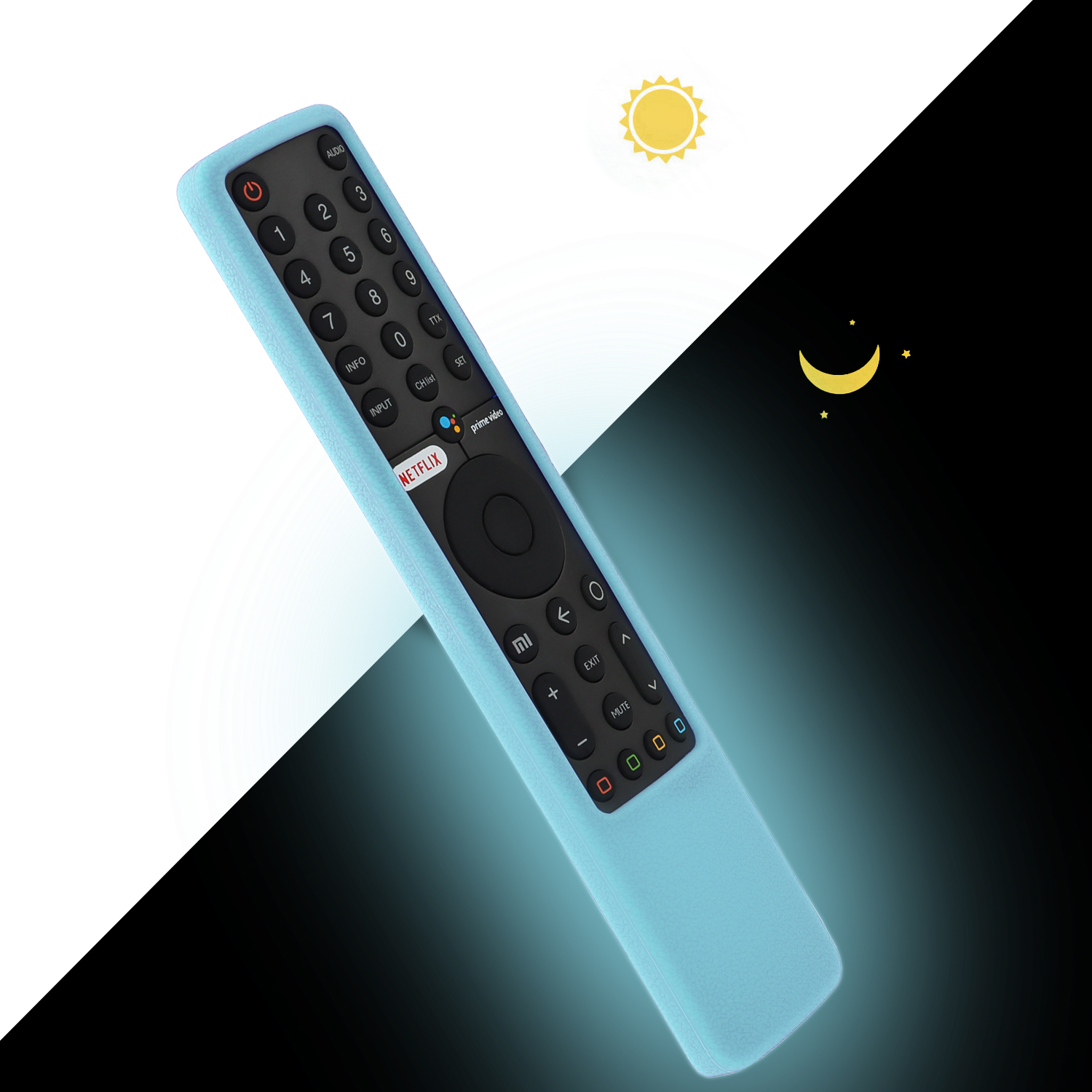 Funda protectora de silicona compatible con Xiaomi MI P1 32 "43" 55 "Android Q1 75 "TV mando a distancia XMRM-19 funda para mando a distancia por voz: Negro