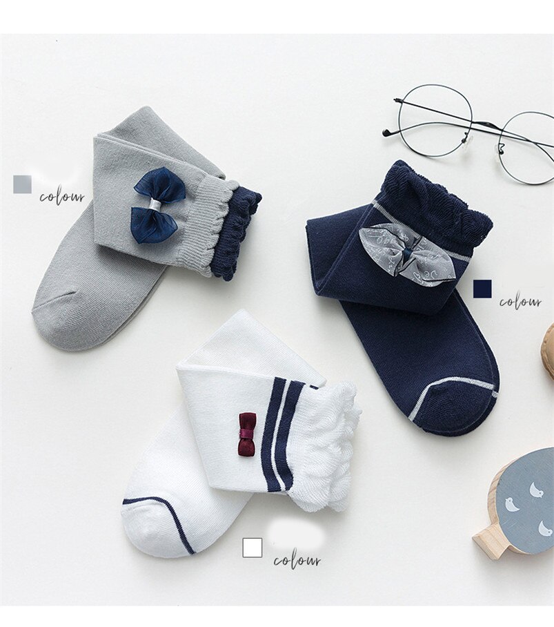 Kids Sokken Peuters Meisjes Kleine Strik Side Knie Hoge Lange Zachte Katoen Kant Baby Been Warmers Kniekousen Meisje 3-12T
