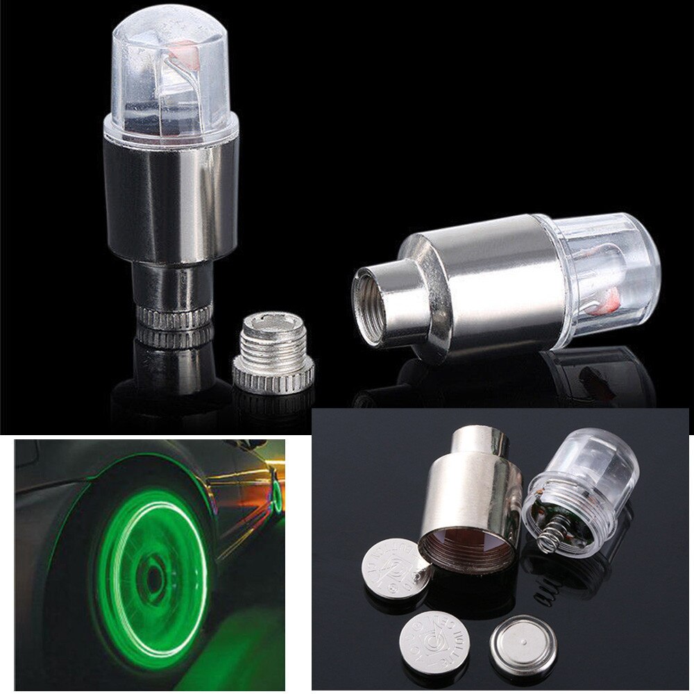 40 #2 stücke Led Reifen Ventile Stem Caps Neon Licht Auto Zubehör Bike Fahrrad Auto Auto Wasserdicht Jugendliche Radfahren übung: Green 
