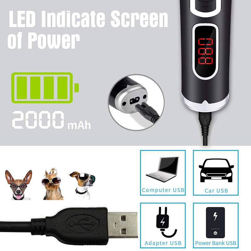 LCD display pet hair clipper dog shaving large dog Teddy USB charging hair clipper