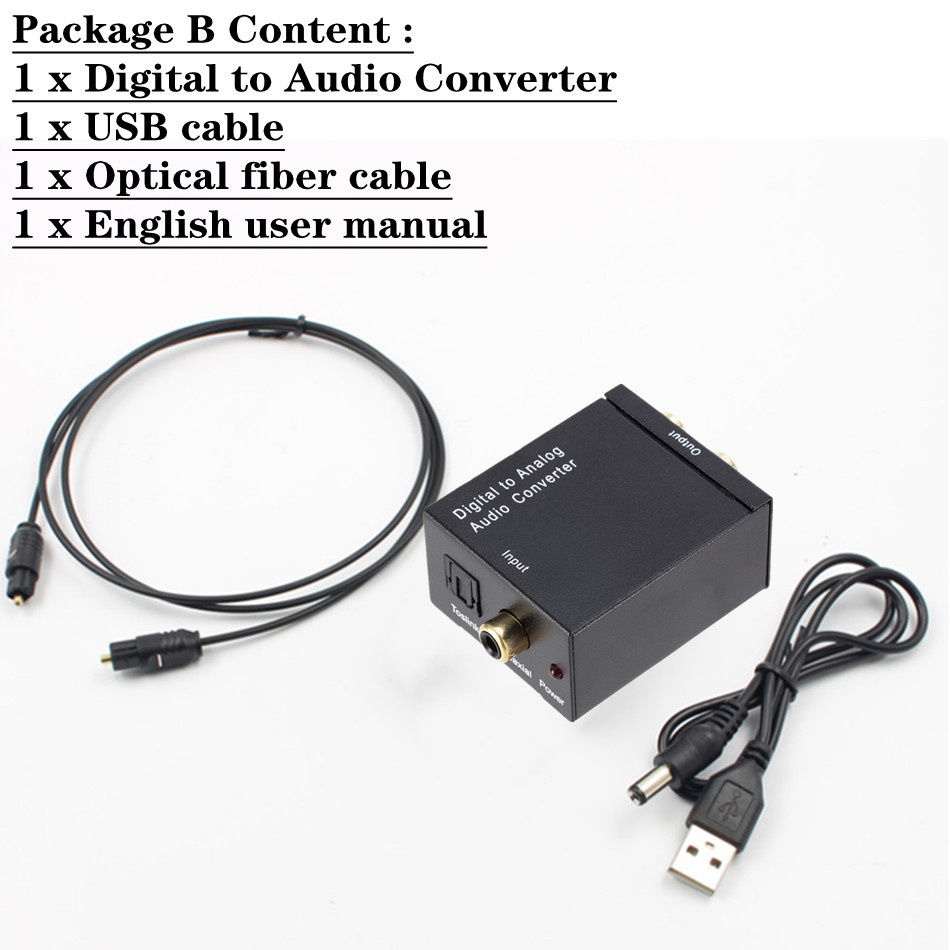 Wvvmvv Digitaal Naar Analoog Audio Converter Digitale Optische Coaxcoaxialtoslink Naar Analoog Rca L/R Audio Converter Adapter Versterker: Default Title