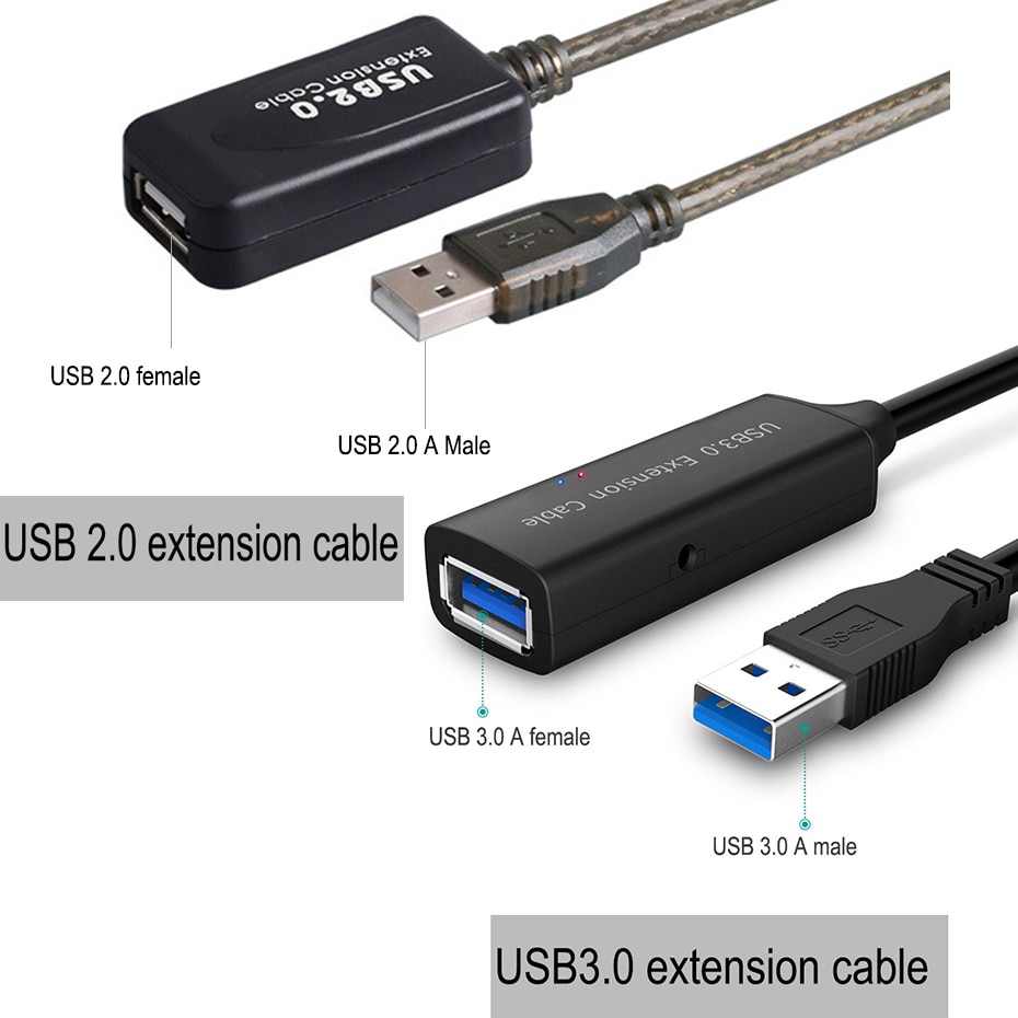 Active USB 2.0/USB 3.0 extension cable cord 10m 15M 5M USB extension cable with amplifier/booster for PC laptop