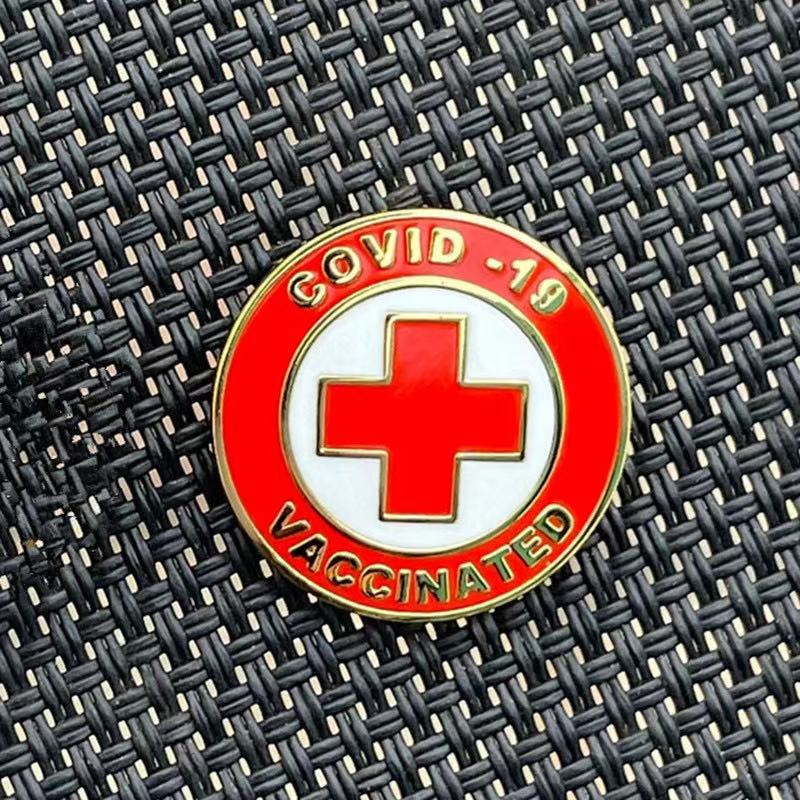 -epidemia símbolo goteo de aleación de la Cruz Roja de cuello Simple Pin b0502: Color amarillo dorado claro