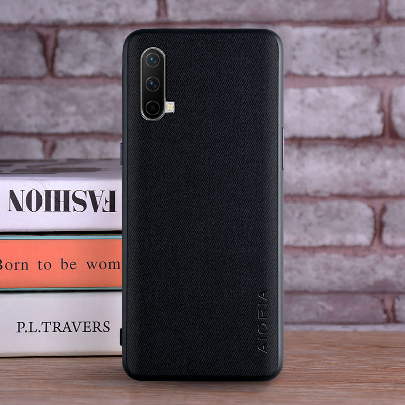 fallen für OnePlus Nord CE 5G Ader Auflage 5G coque Luxus textil Leder haut weiche TPU harte telefon abdeckung für Oneplus Nord CE fallen: Schwarz