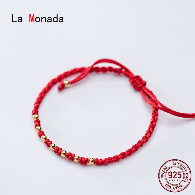 La Monada Roten Faden Für Hand 925 Sterling Silber frauen Armbinde rot Faden Schnur Seil Armbänder Für Frauen Silber 925 Gold