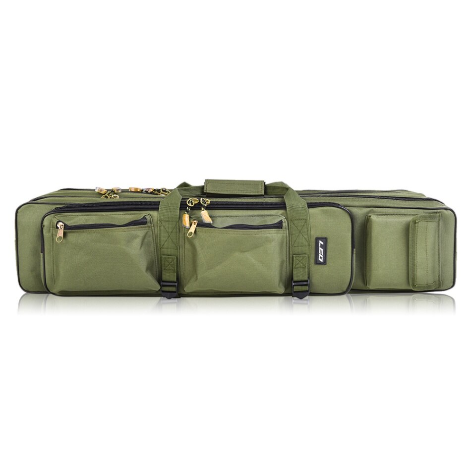 Outdoor 3 Layer Fishing Bag Backpack 80cm/100cm Fishing Rod Reel Carrier Bag Fishing Pole Tackle Bag Carry Case Travel Bag: Army green 80cm