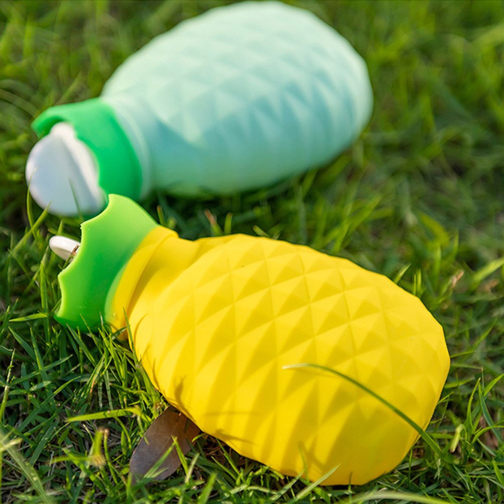 Pineapple Shape Silicone Water Bottle Hand Warmer Winter Warming Bag 200ml TI99