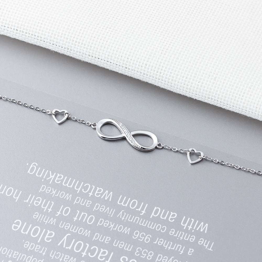 925 Sterling Silver Bracelets for Women Infinity Bracelet with Cubic Zirconia 8 Shape Chain Bracelet Jewelry (Lam Hub Fong)