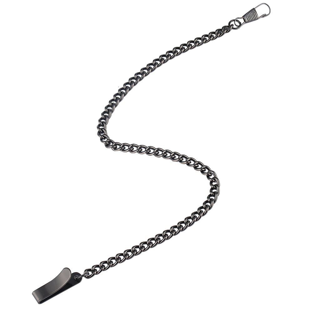 Pronssinen taskukellon riipusketju 30cm metalliseoskorvike ketju klipsillä pronssi/musta/hopea/kulta ketju taskukellolle: Musta