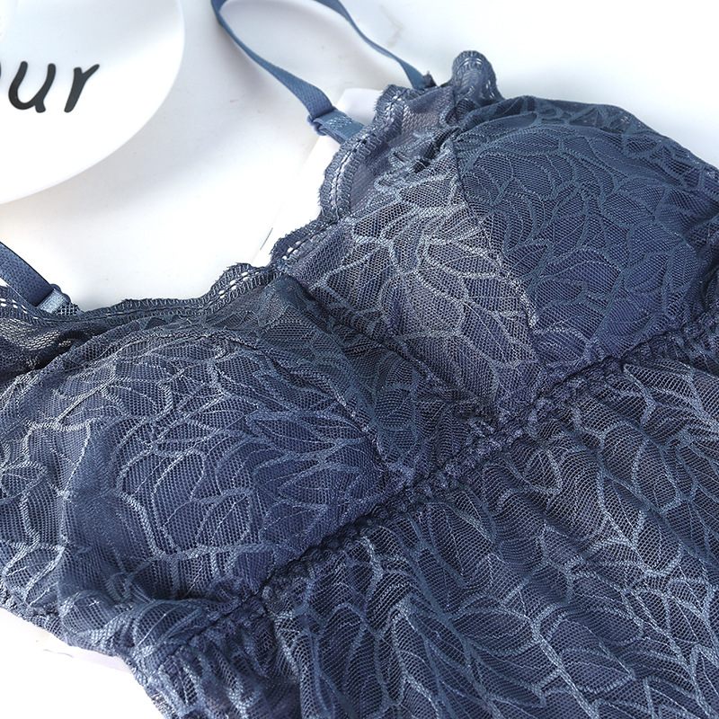 Women Crop Top Lace Bralette Wireless Padded Tank Top Deep V Lace Cami Lingerie Female Embroidery Floral Camisole