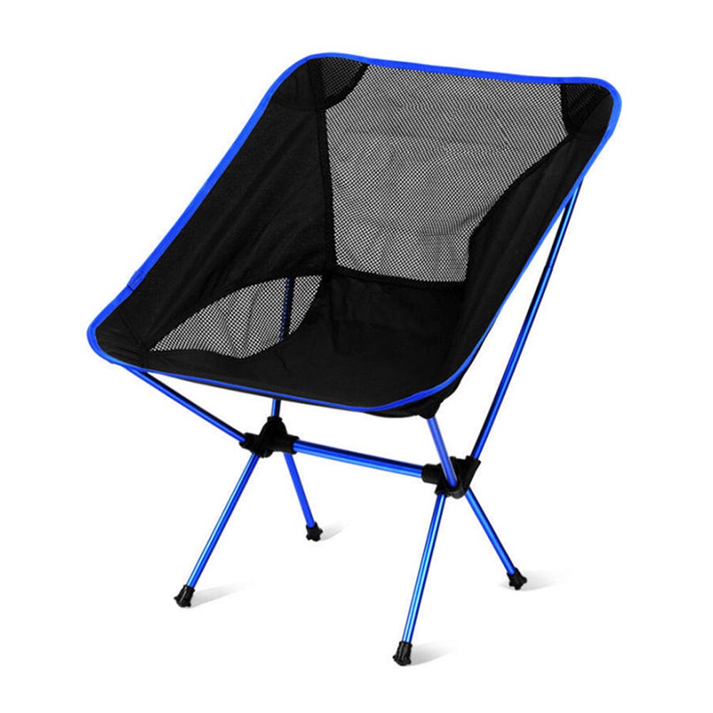 Camping folde måne stole udendørs fiskeri strande ryglæn sæde camping grill stole have ultralette kontor møbler til hjemmet: Blå