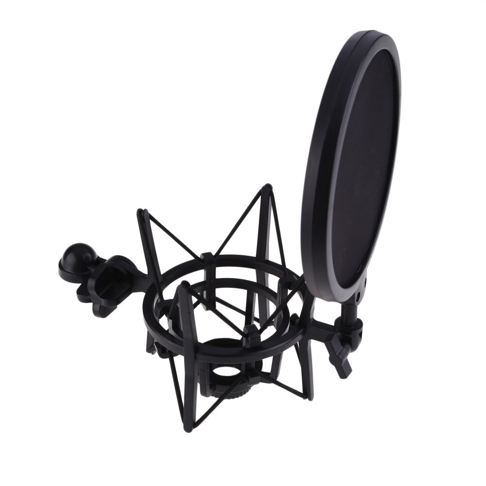 Microphone Mic Shock Mount with Pop Shield Filter Screen adjustment and precise positioning mic stand holder