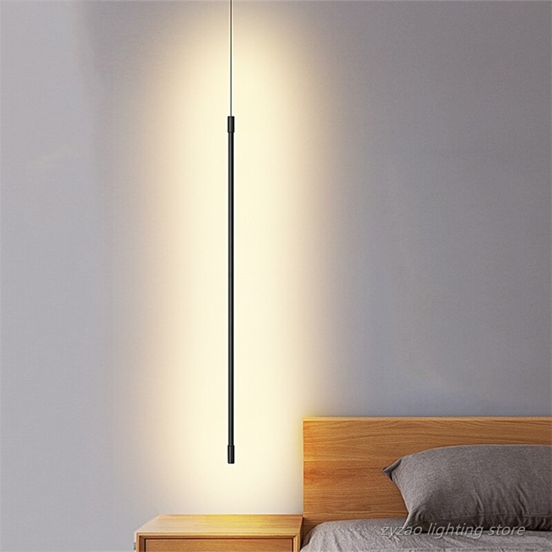 Minimalistisk soveværelse sengelampe moderne stue tv væg led pendel geometri linje strip hængende lysarmaturer