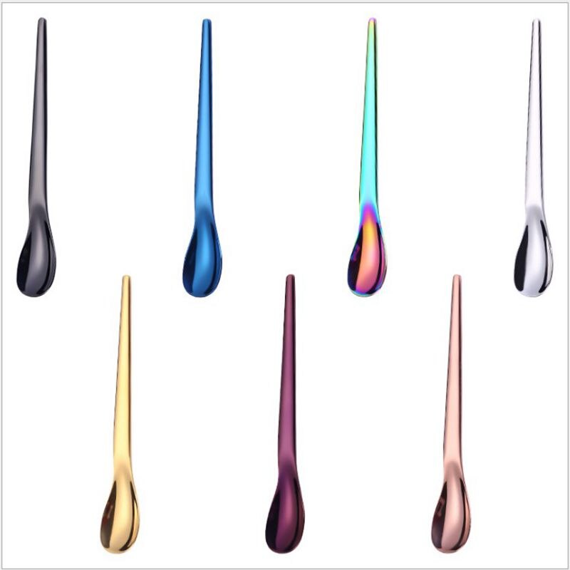 304 Stainless Steel Coffee Spoon Stirring Spoon Titanium Plated Ice Cream Dessert Spoon Japanese Style Small Spoon