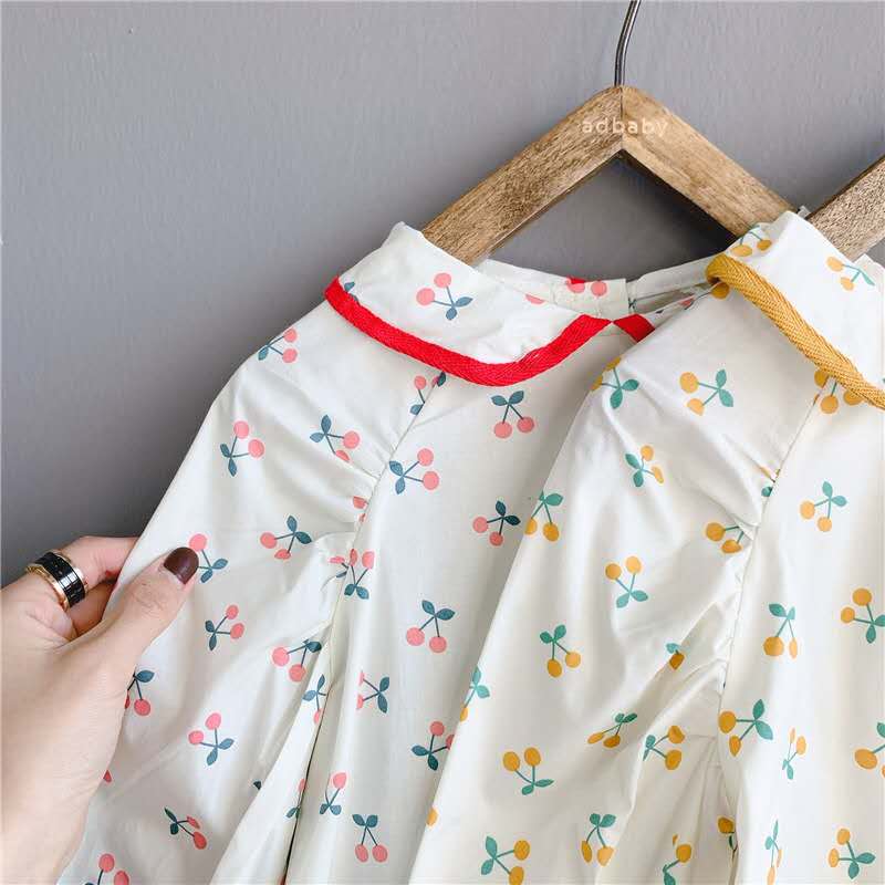 children's autumn products, girls Korean version of autumn clothes lapel floral small fresh shirt shirt
