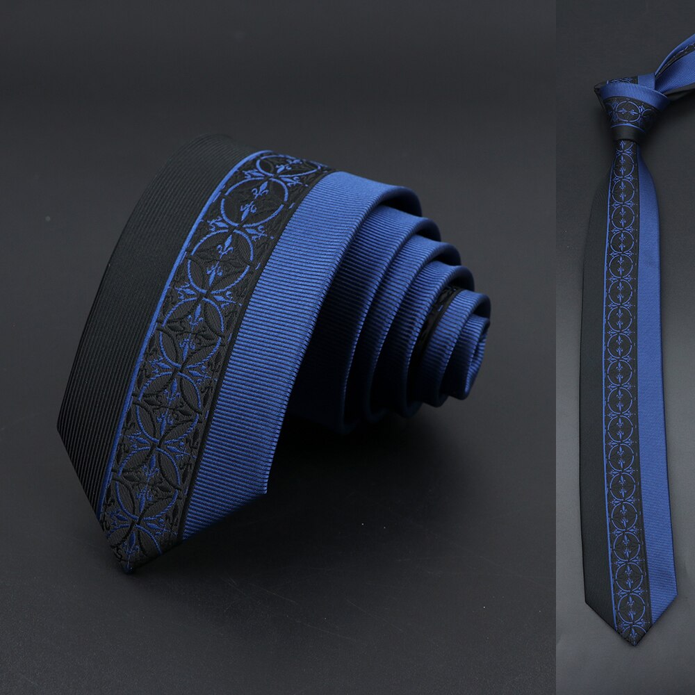 Corbatas delgadas de 6cm para hombre, corbata para vestido de boda, de Cachemira Floral de retales, lazo negro y azul, accesorio de negocios para camisa, , Cravate: 15