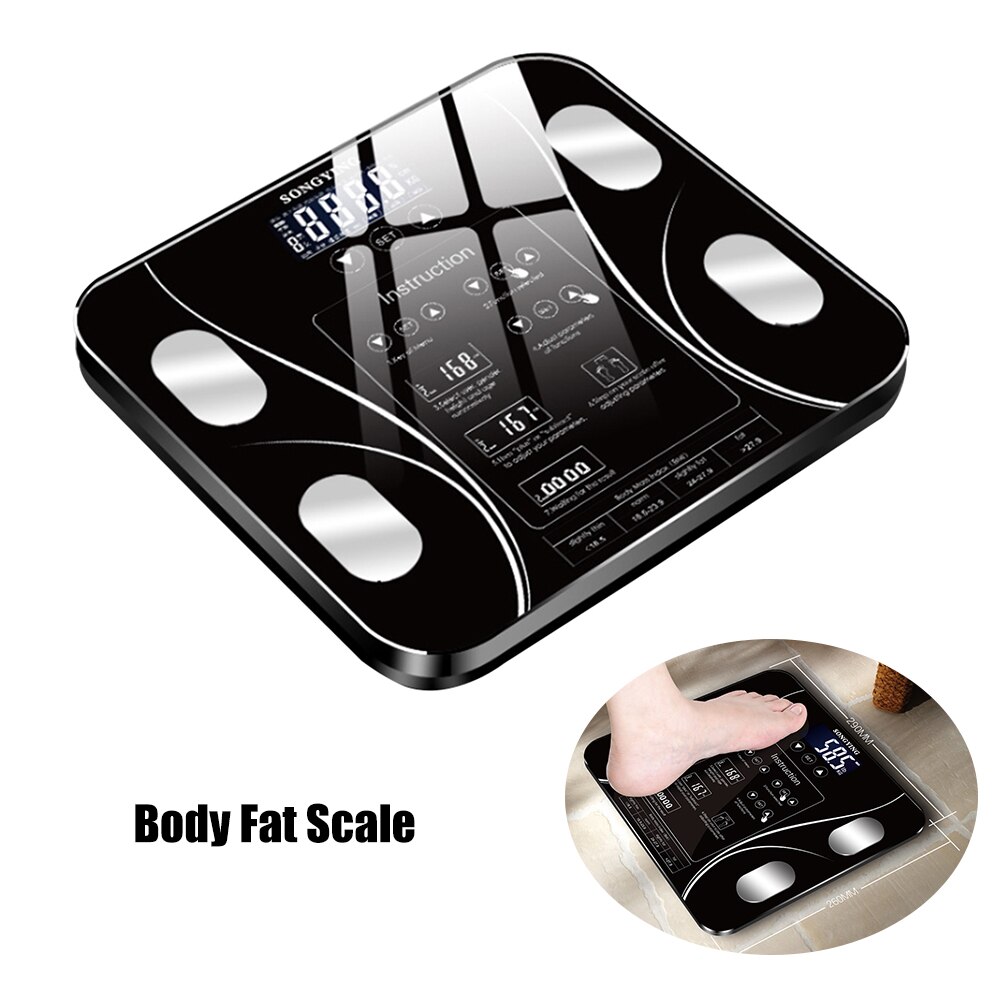 Body Fat Scales Digital BMI Scale Water Mass Health Body Composition Analyzer Intelligent Electronic Weight Scale High Precision: Black