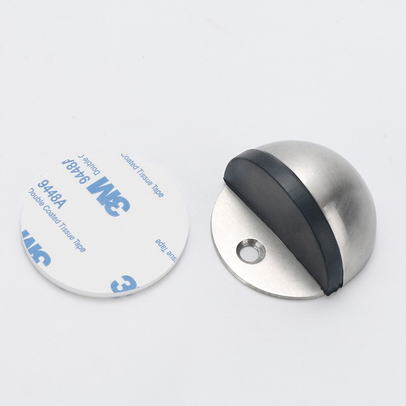 Stainless Steel Rubber Door Stopper Non Punching Sticker Hidden Door Holder Catch Floor Mounted Nail-free Door Stop Door Hardwar