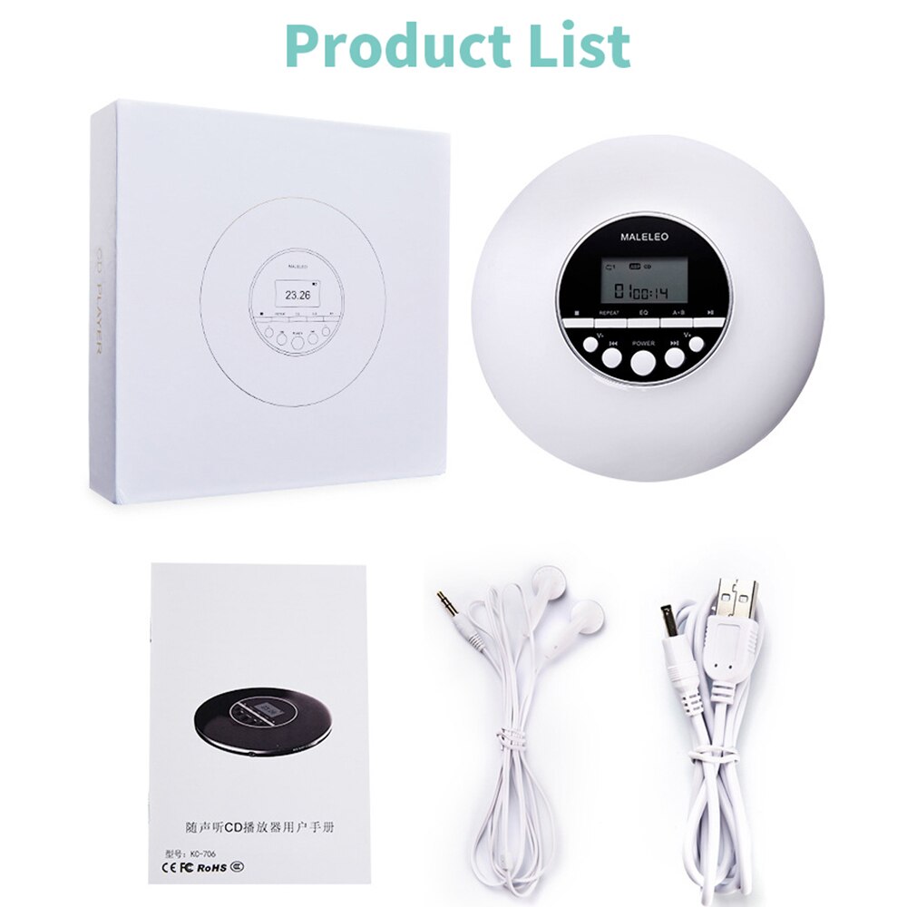 Mini lecteur CD Mp3 Bluetooth Portable, baladeur amélioré, alimentation Multiple, charge avec casque stéréo, Protection contre les chocs