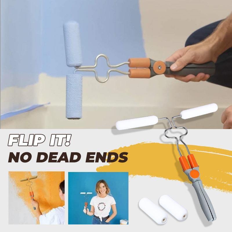 Paint Rollers Double Dual Paint Roller Adjustable Paint Brush Wall Fencing Corners Furniture Pipe with 4 Sponges Paint Gadgets