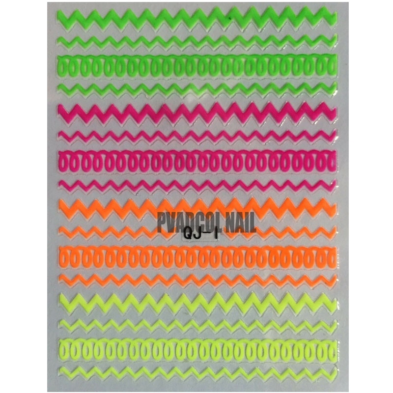 Nail art 3d dekal klistermärken neon linjer stjärnor sommar naglar självhäftande manikyr akryl designs verktyg