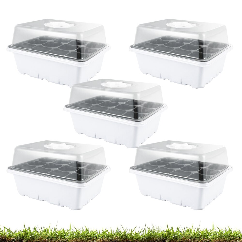 5PCS Breathable Nursery Box Cells Seedling Starter Trays Nursery Pots Seed Tray Humidity Adjustable Switch Grow Box Per Pots: 5PCS 12 Holes