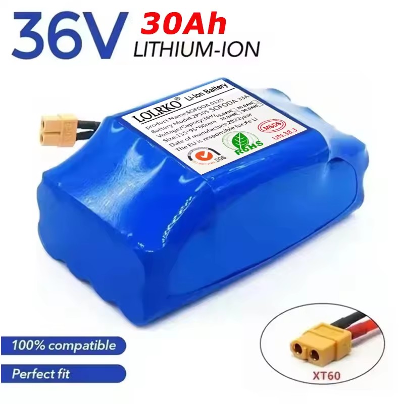 Batería de iones de litio recargable para aeropatín, 36V, 30Ah, célula de iones de litio para patinete eléctrico de autoequilibrio, monociclo aeropatín