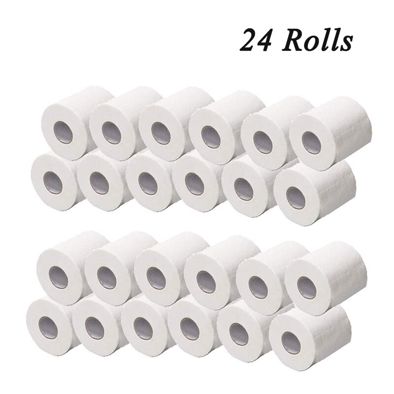 24Pcs Zachte Witte Wc-papier Handdoeken Rolls Toiletpapier Huishouden Papier Producten 4 Ply Papieren Tissue: Default Title