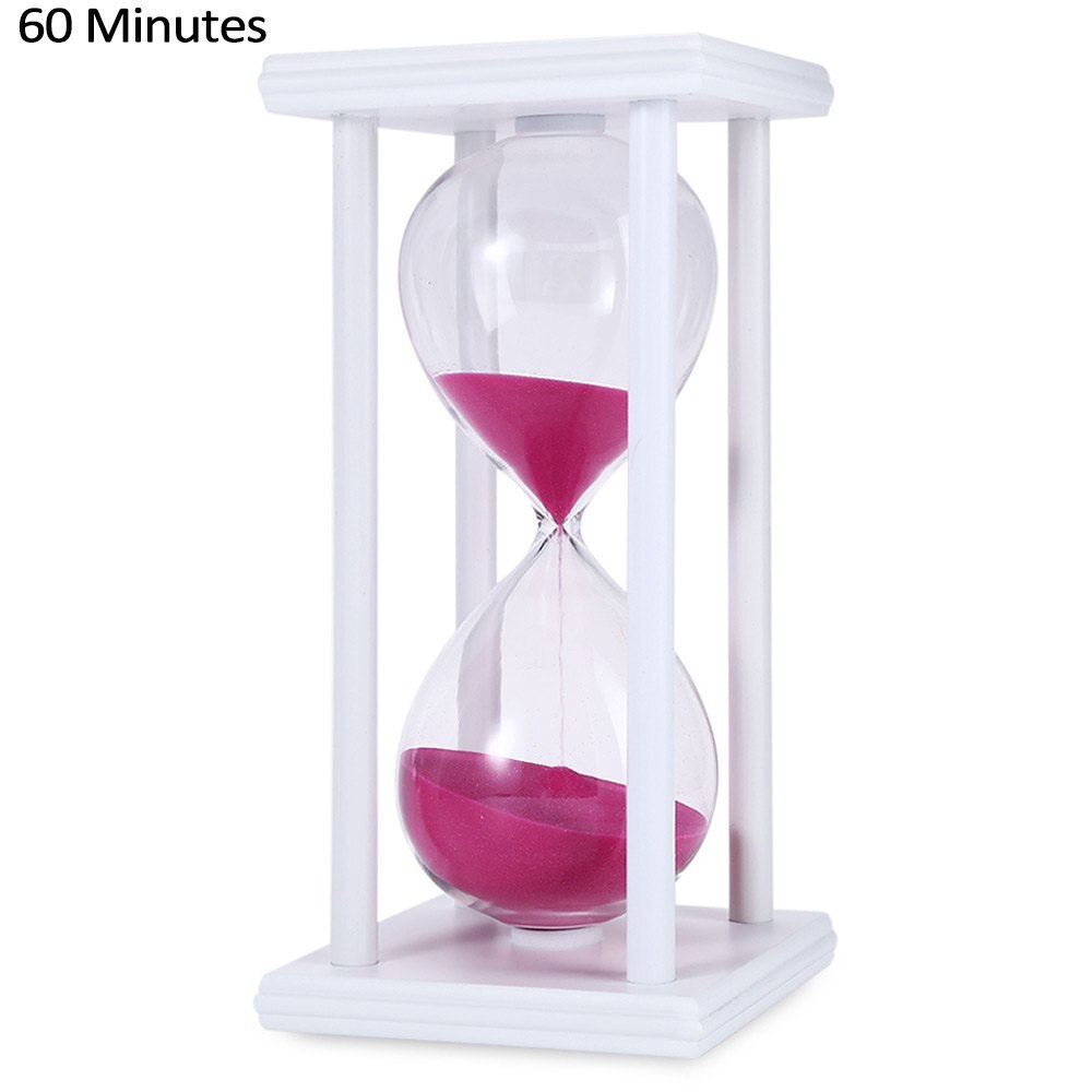 30/60 Minutes Hourglass Sand Timer Kitchen School Modern Wooden Hour Glass Sandglass Sand Clock Tea Timers Home Decoration: WHITE PINK / 60mins
