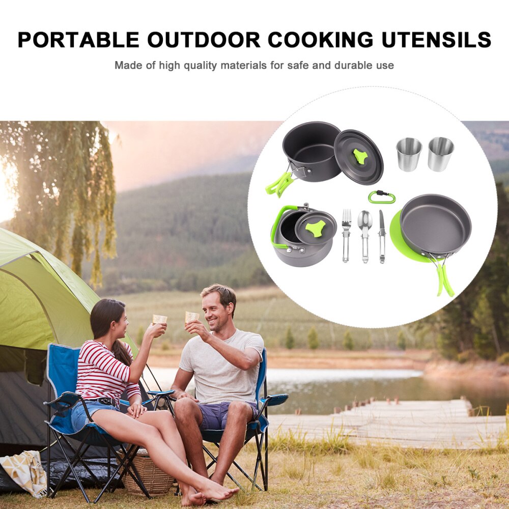 1 sæt bærbart bestik madlavningsværktøj camping køkkengrej til vandreture i hjemmet