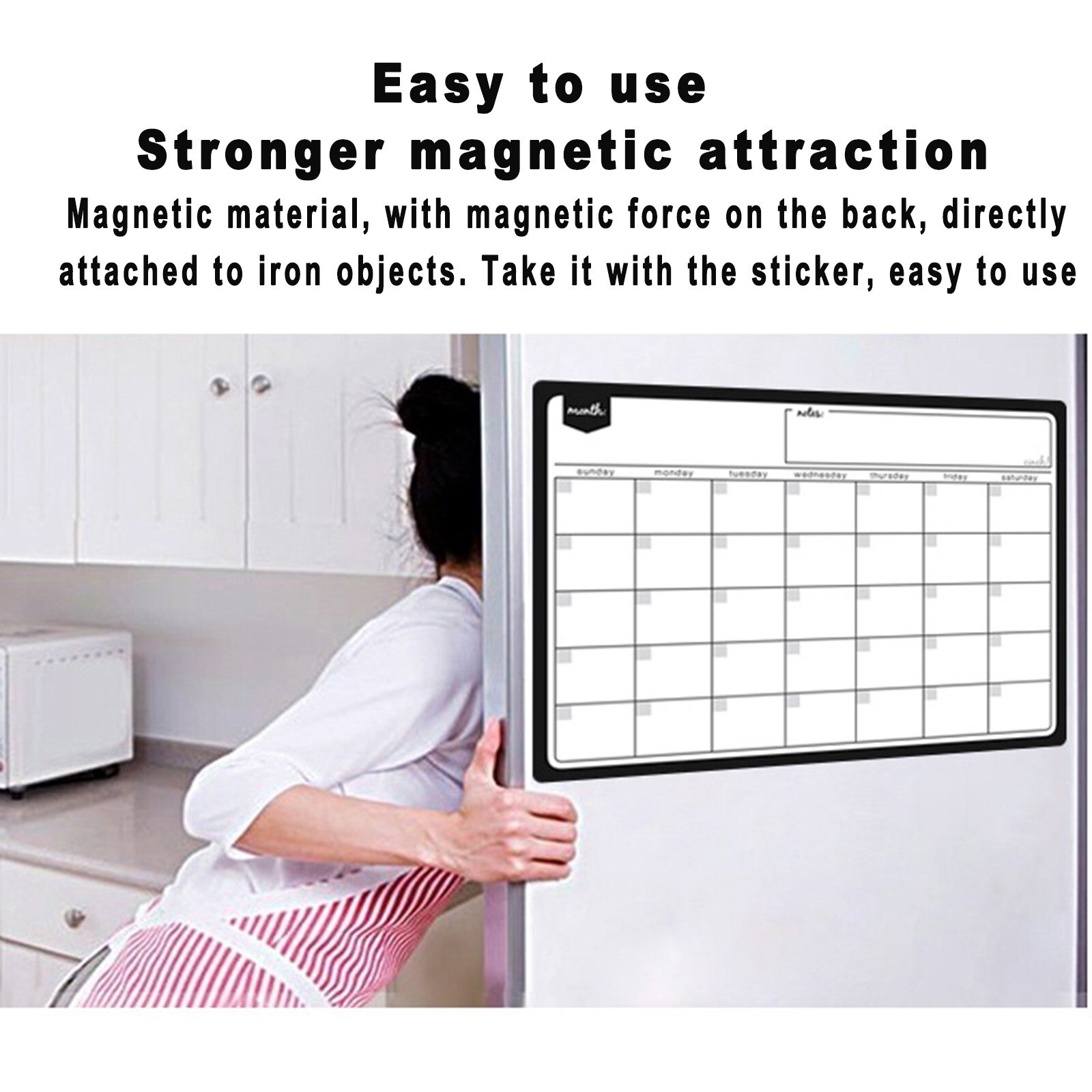 Refrigerator Magnetic Calendar Weekly Monthly Planner Erasable Time Schedule Agenda Fridge Sticker Whiteboard Calendar Sticker