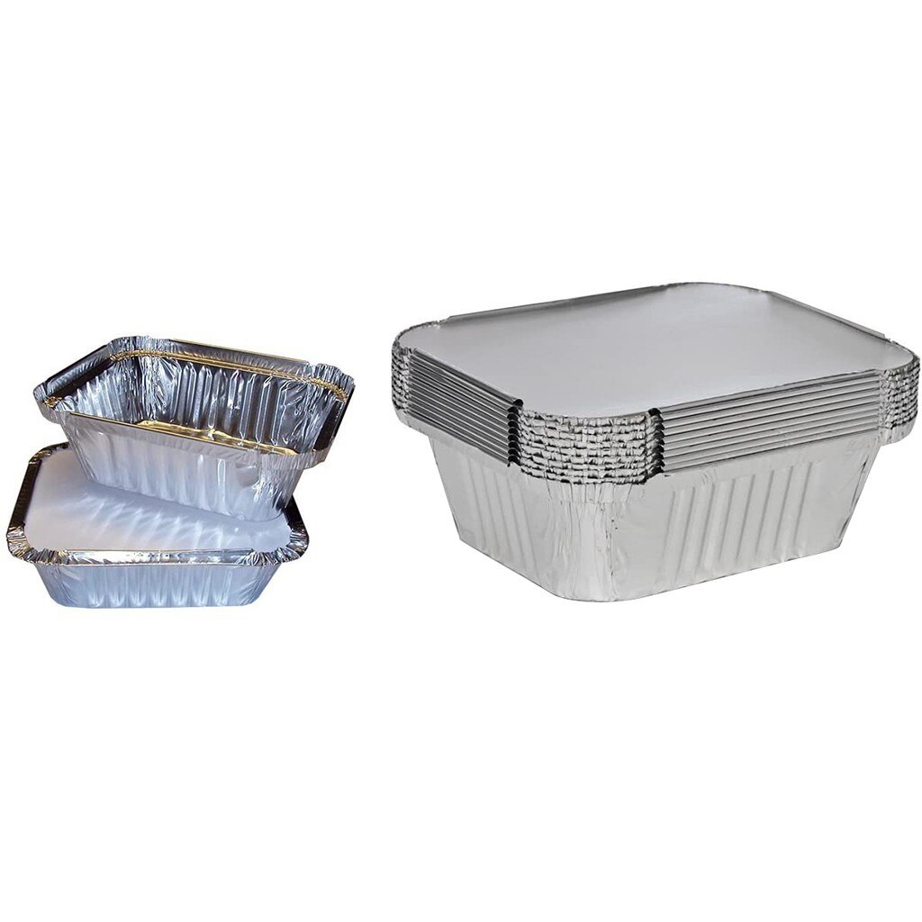 Casseroles en aluminium jetable en aluminium, casseroles avec couvercles, récipients de nourriture, 50pcs, fourneau, armoires, autocollants