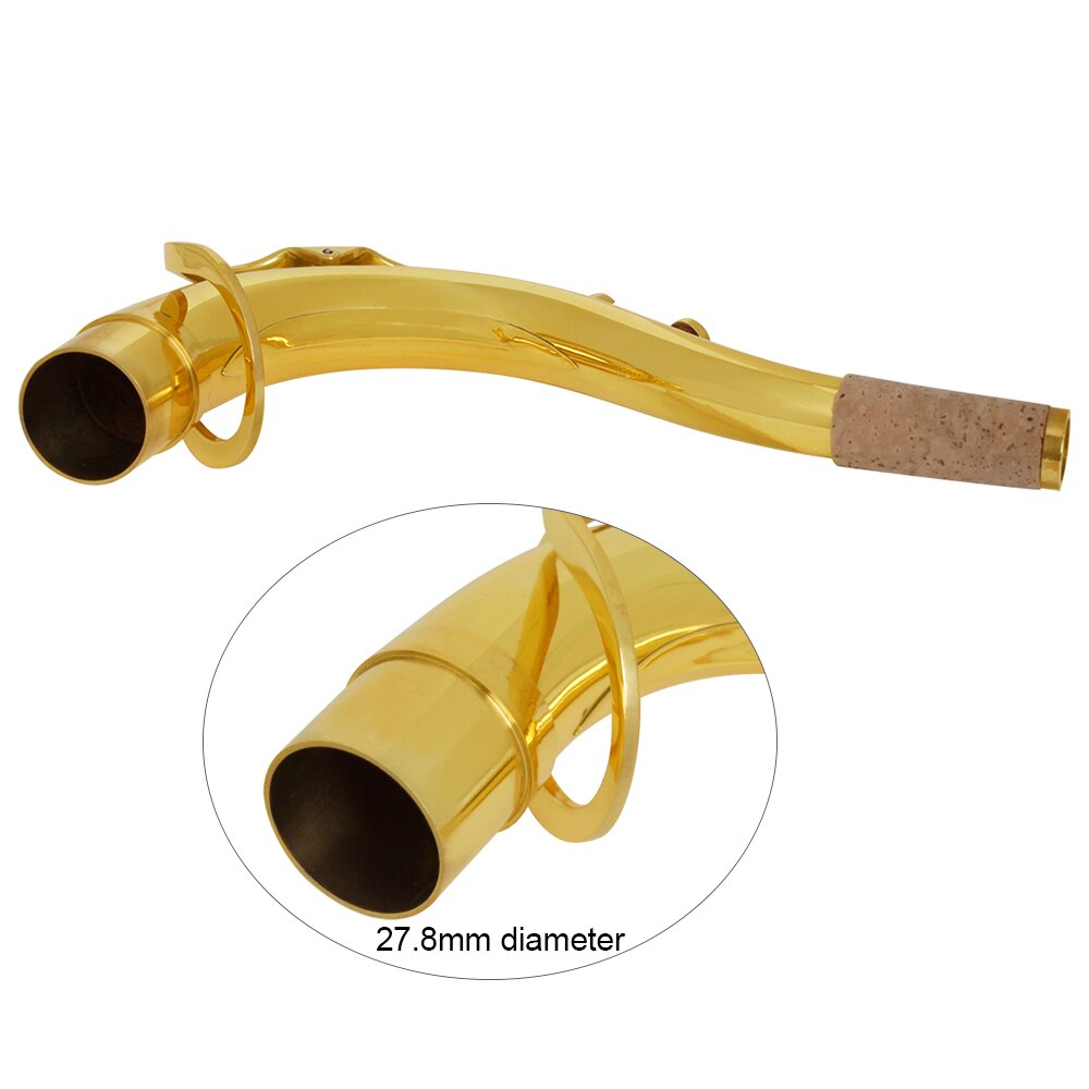Messing tenorsaxofon sax bøjningshals 27.8mm saxofon tilbehør dele guld