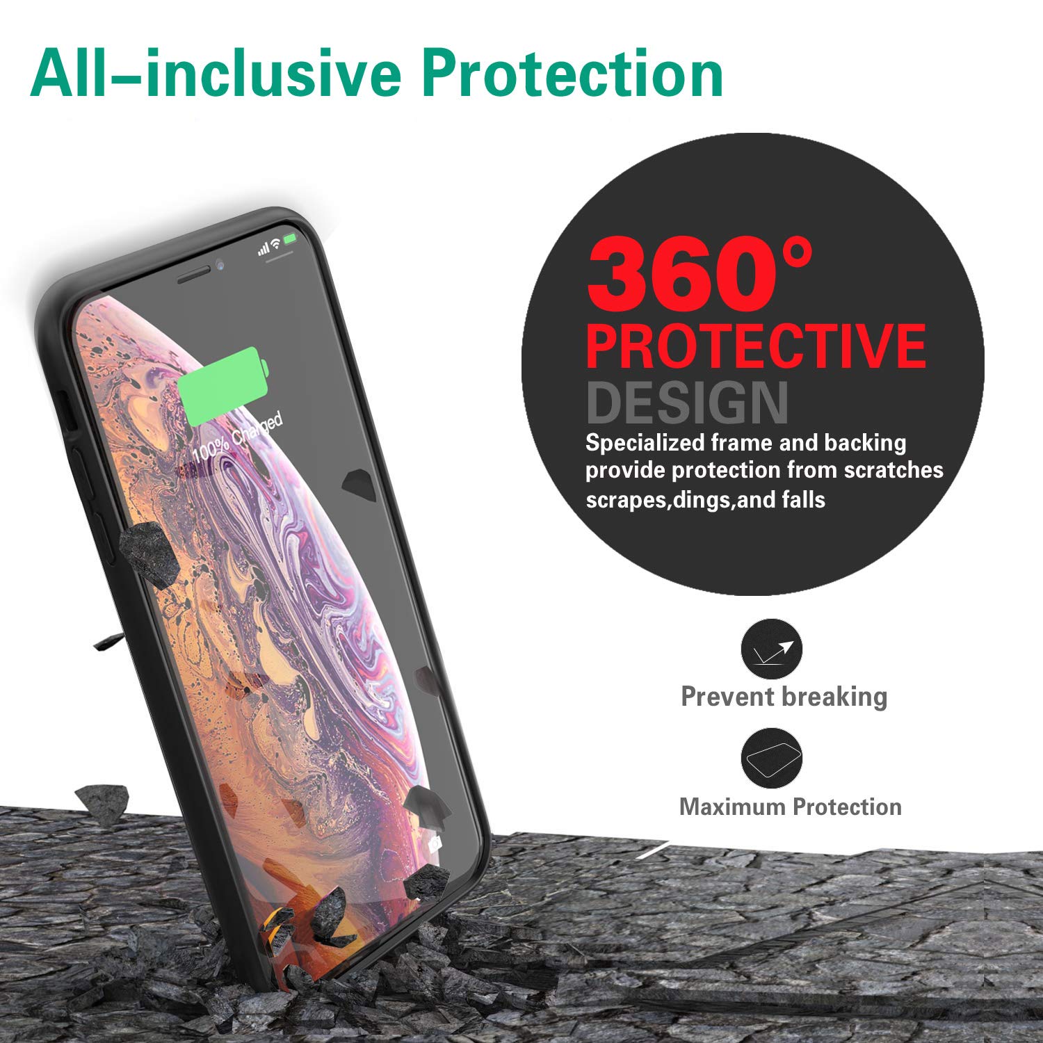 Extpower 4000 mah power case för iphone x xs magnetiskt bärbart powerbank laddare fodral för iphone x xs externt extrabatteri