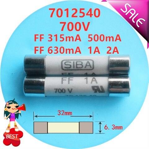 Keramik sicherung rohr sicherung core 7012540 FF 315mA 500mA 630mA 1A 2A 2,5 A 3,15 EINE 4A 6,3 EINE 10A 12,5 EINE 16A 20A AC 500V 600V 700V 6x32mm