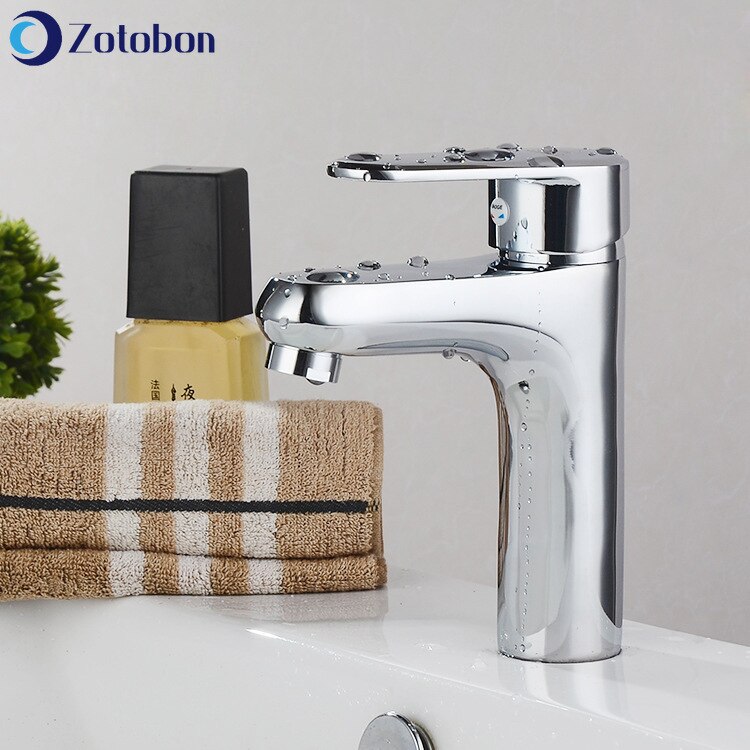 ZOTOBON Bathroom Vanity Sink Faucets Brass Deck Mounted Mixer Cold and Water Taps Single Hole Waterfall Faucets Grifo F245