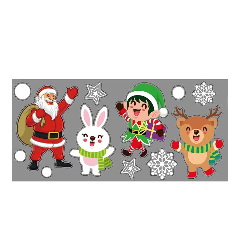 Feliz adhesivos navideños para pared de vidrio de ventana Festival pared calcomanías murales de Santa Año adornos navideños para el hogar Decoración