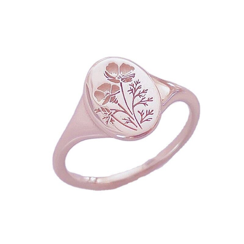 empfindlich Oval Wildblumen Ring zierlich Klassische und exquisit Druck aufbringen Blumen- Gänseblümchen Blume Ring für Frauen Kranz Hand-geschnitzt