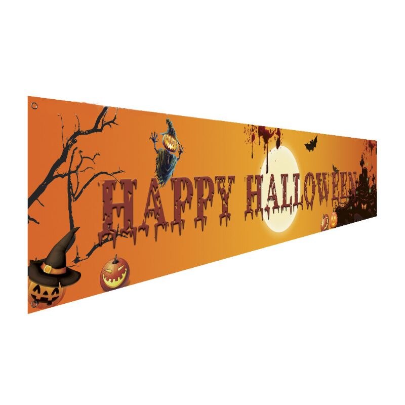 Outdoor Halloween Banner Pull Flag Decorations Celebrate Foldable Hanging Decor Porch Background Signs Party Supplies: 01