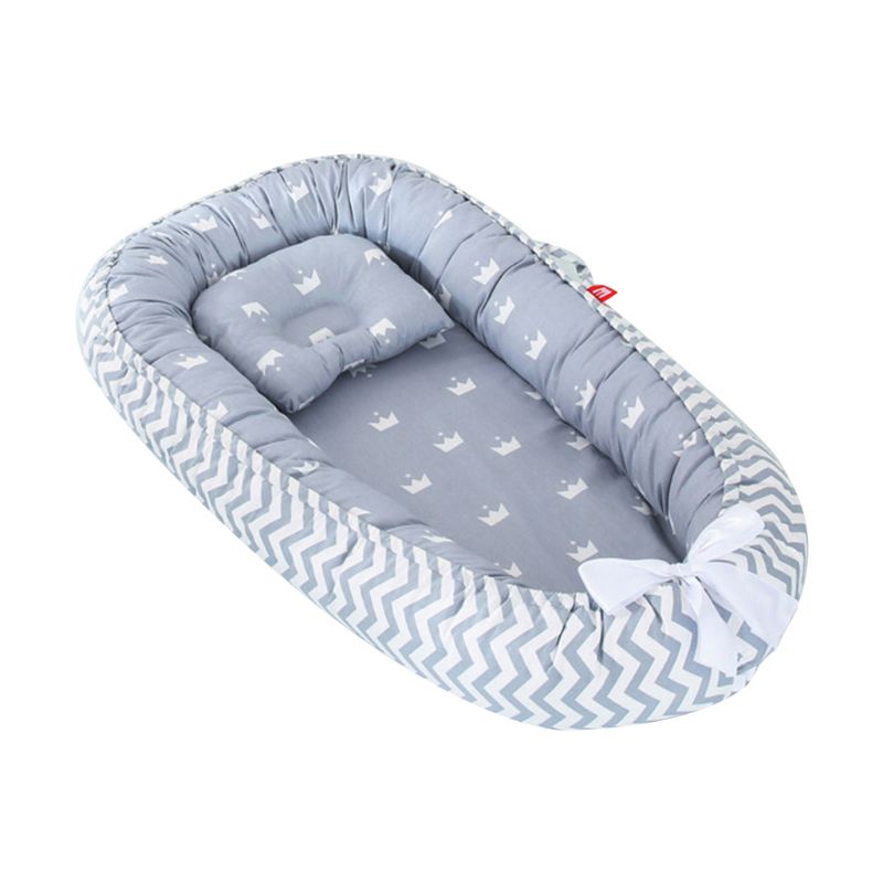 Baby Pod Nest Baby Omkeerbaar Reizen Bed Zachte Pasgeboren Slapen Kussen Wieg Babynest: Wave Grey Crown