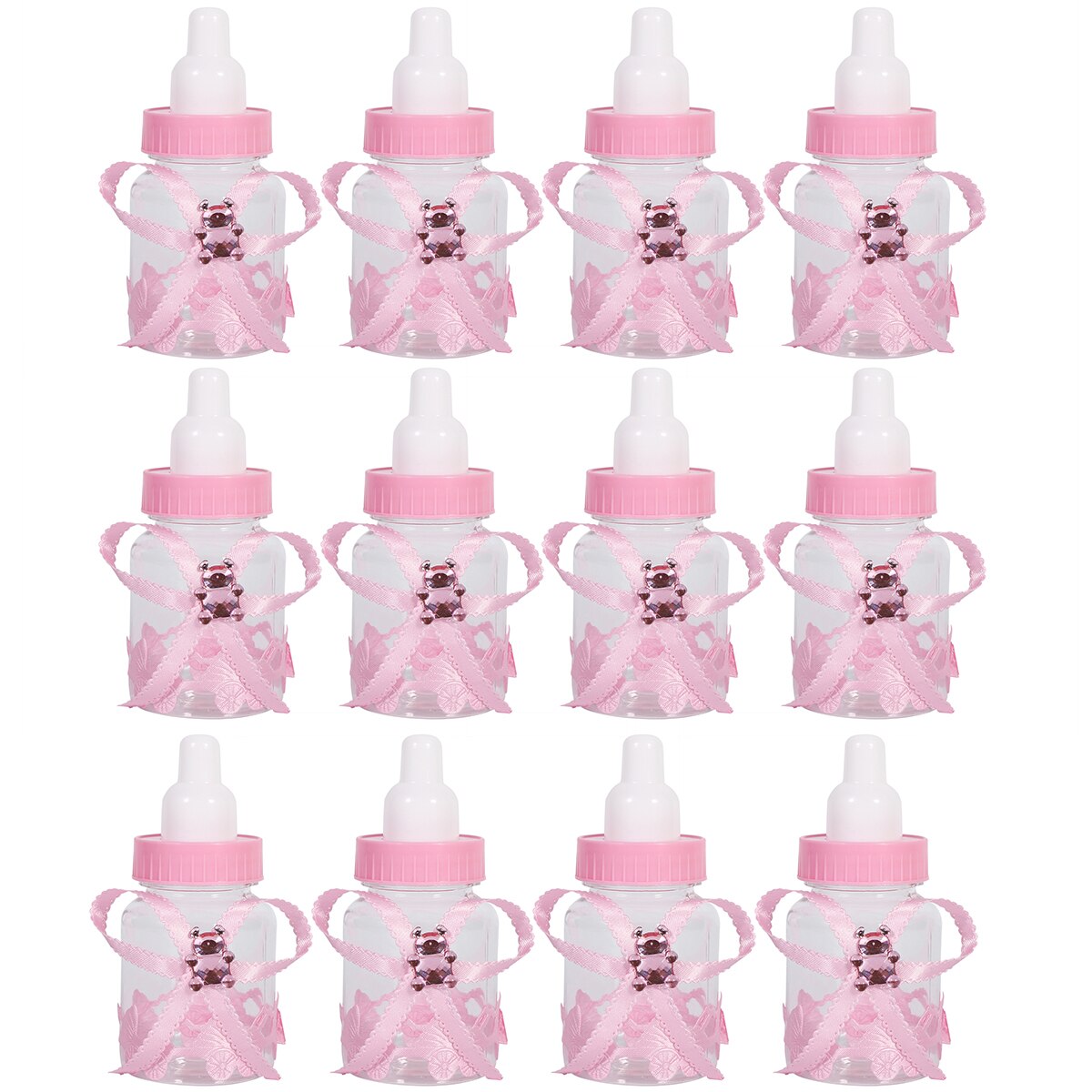 Meisje jongen babyshower decoraties chocolade snoep fles doop bedankjes kerst halloween verjaardagsfeestje doos doos 12 stuks: Roze