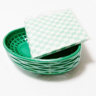 6pcs Plastic Fast Food Basket Red Checked 24pcs Wax Paper Baking Liner Hamburger Fries Baskets Kitchen Restaurant Tray