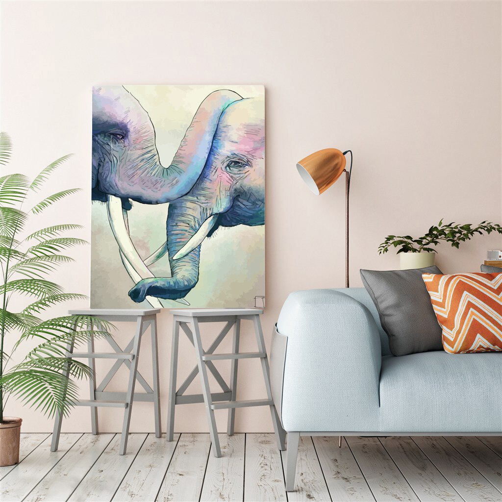 EverShine DIY Oil Painting Paint By Numbers Animals Hand Painted Wall Art Kits Drawing Canvas Elephant Home Decor
