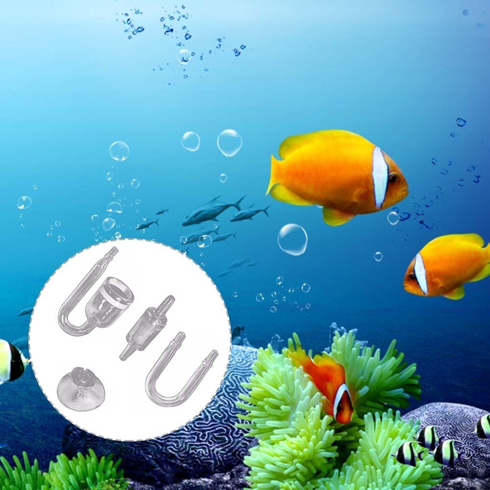 Aquarium u-vormige buis zuignap  co2 diffusie eenrichtingsklep koolstofdioxide reactor regelaar aquarium levende planten verstuiver 4- in -1