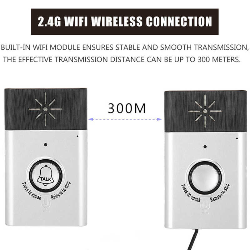 2.4GHz Mini Portable Dual Way Voice Intercom Wireless Doorbell Interphone System Intercom Doorbell
