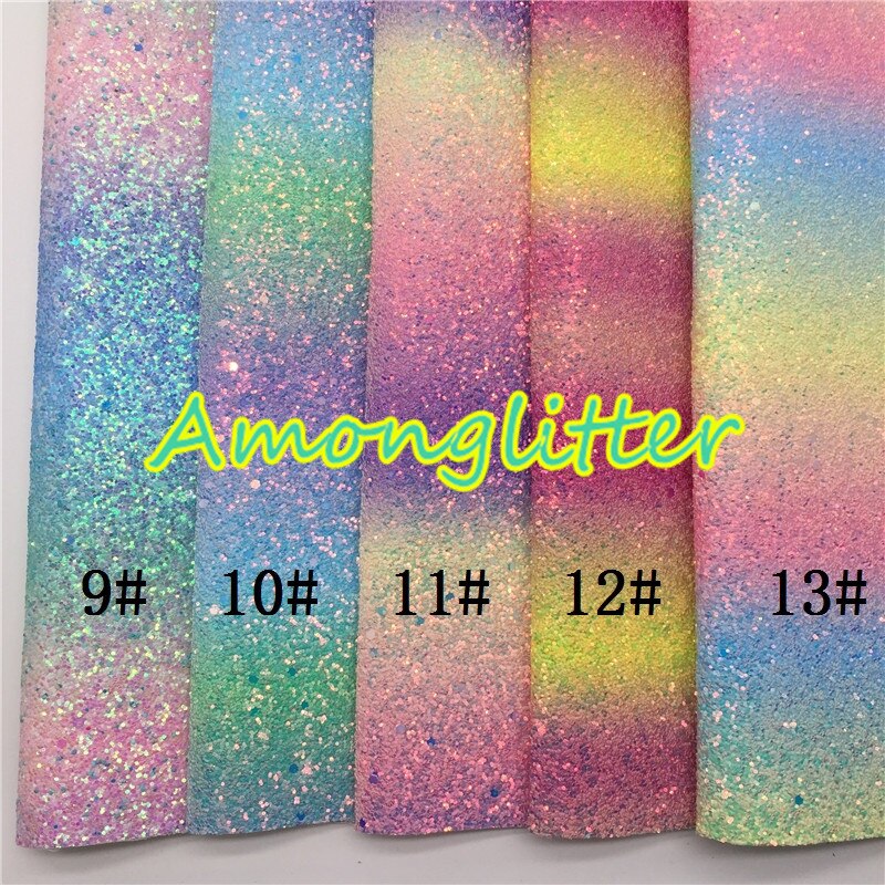 Amonglitter Rainbow hojas de tela de cuero grueso de brillo, tejido brillante para bolsas y zapatos de lazos de bricolaje 21x29cm tamaño A4 MB013A