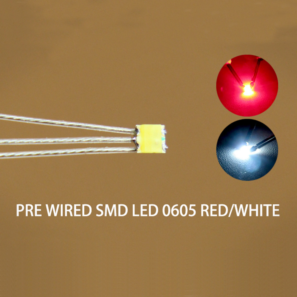 DT0605RW 20Pcs Pre-Gesoldeerd Litz Wired Leads Bi-Kleur Dual Rood/Wit Smd 0605 Leds