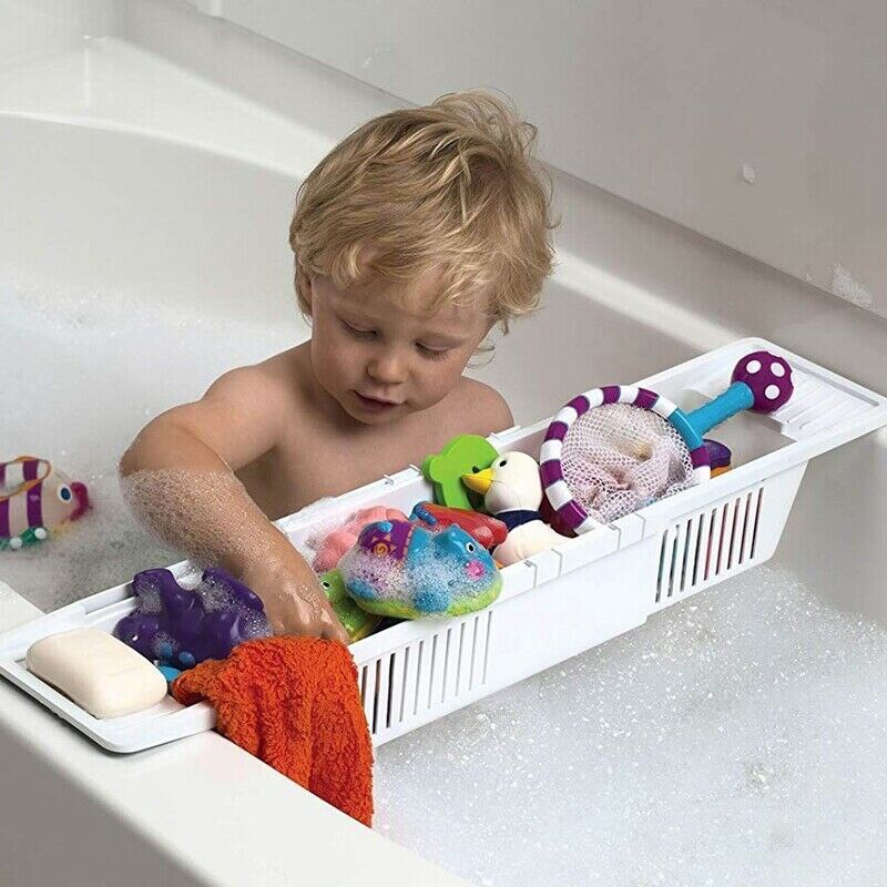 Badekar caddy bakke plast badekar kurv hylde rack bad legetøj arrangør tilbagetrækkelig opbevarings rack tsh shop