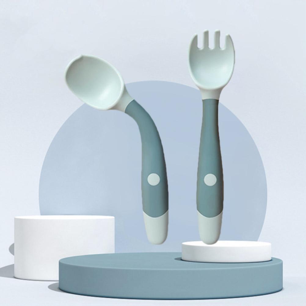 Set di forchette per cucchiaio per utensili per bambini cucchiaio per allenamento per bambini cucchiaio in Silicone morbido pieghevole set di stoviglie per allenamento per bambini